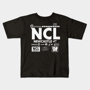 Vintage Newcastle NCL Airport Code Travel Day Retro Travel Tag UK Kids T-Shirt